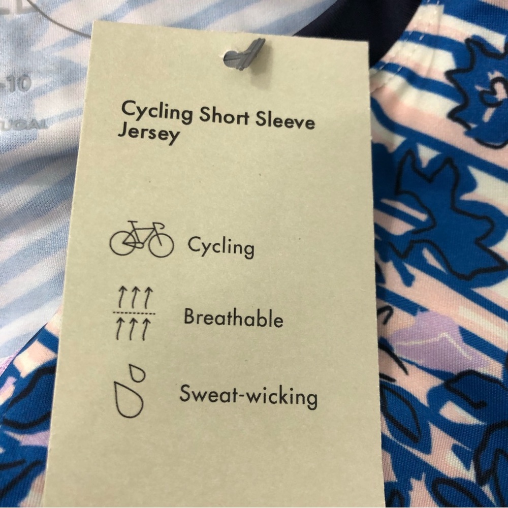 Sweaty Betty Cycling Short Sleeve Jersey Blue Floral Grid Print ~ Sizes: Various - Picture 10 of 14